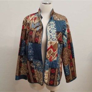 Alfred Dunner Blazer Top Petite Print Womens Blous